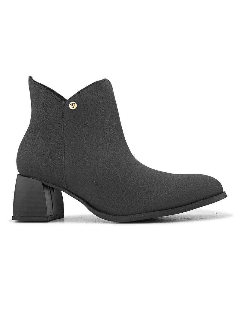 EL PASO Women Black Faux Leather Casual Chelsea Boots-2