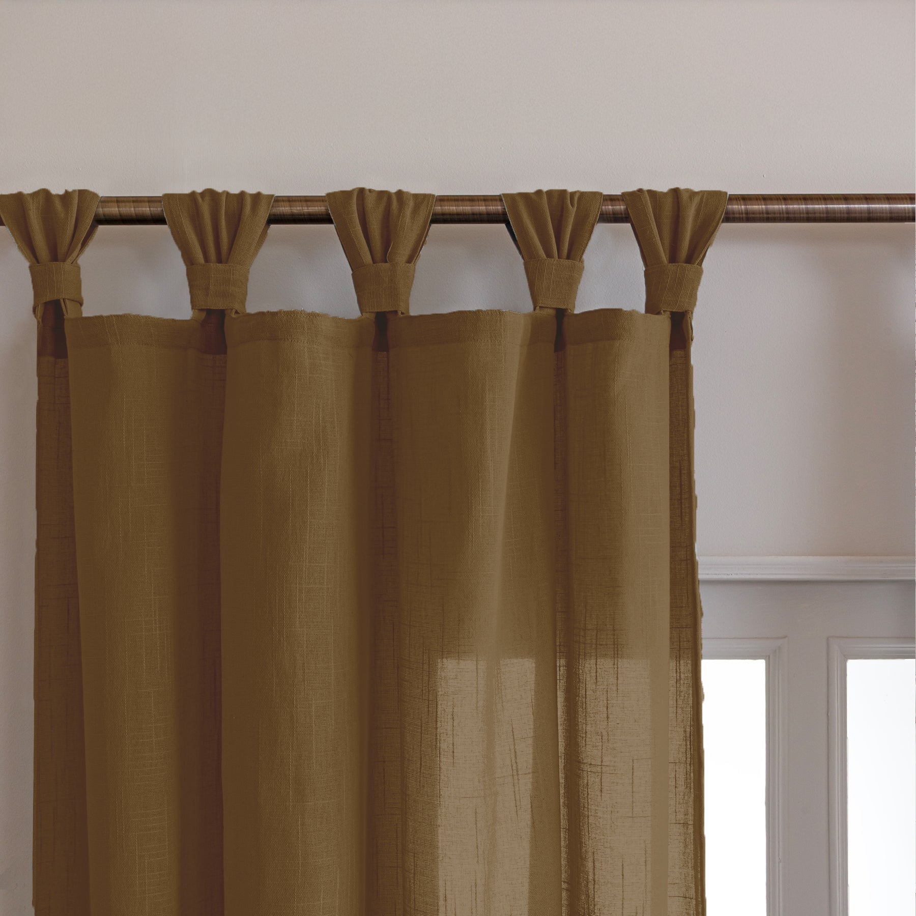 Fort Absolute - Twist Tab Top Sheer Curtain (Dark Brown)-3