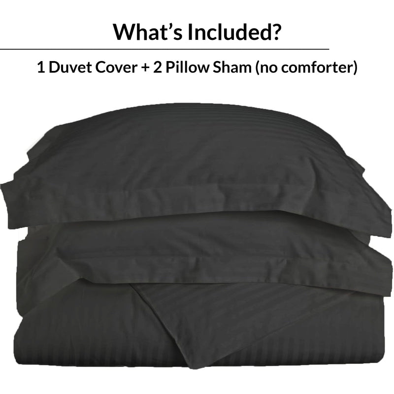 Breton Mellow - Satin Striped Duvet Cover (Grey)-4