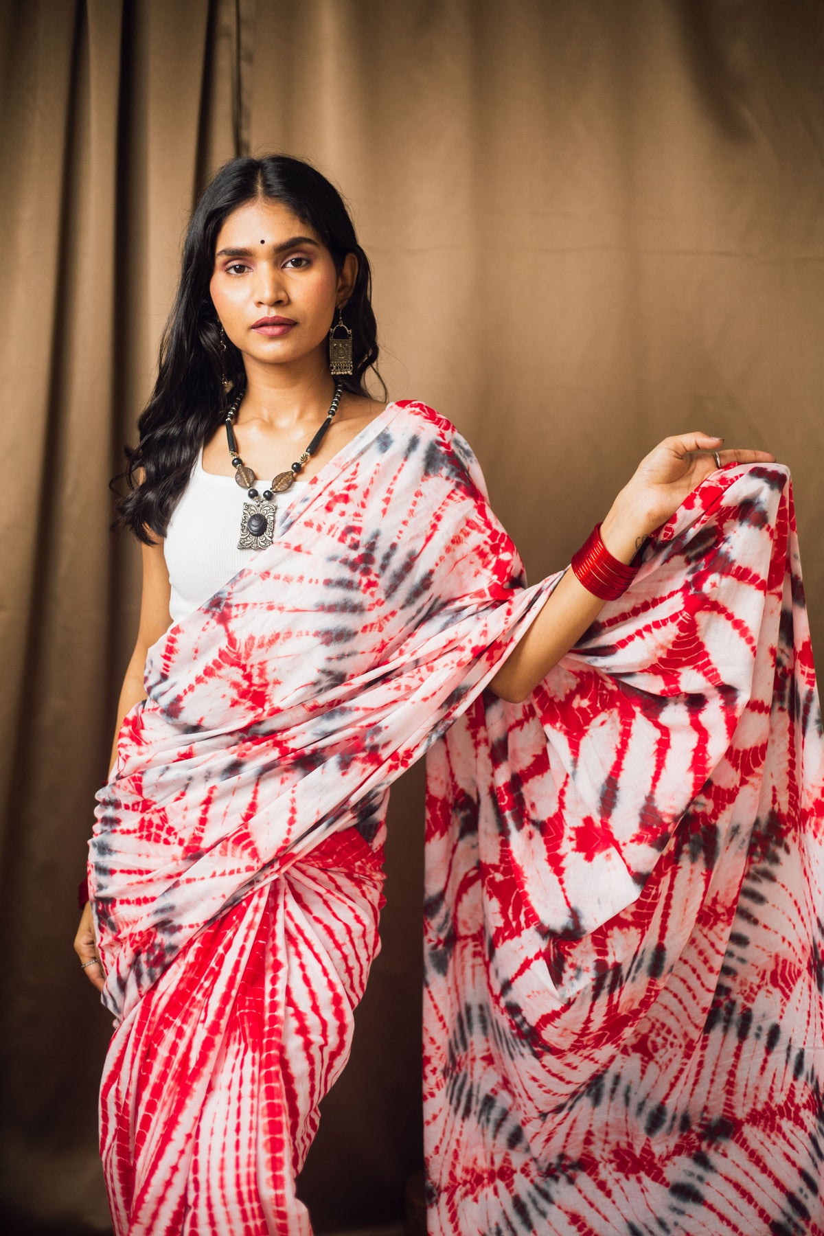 Cotton Mul Tie Dye Saree Laal Ishq-5
