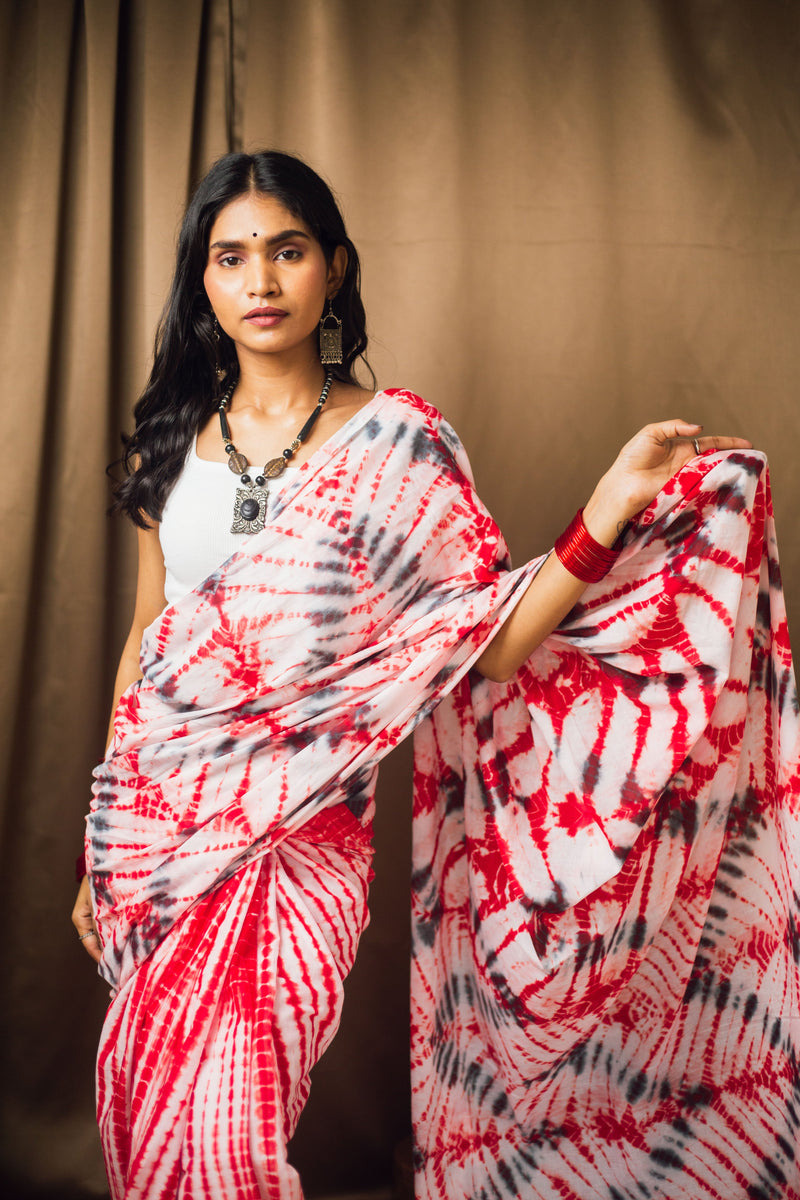 Cotton Mul Tie Dye Saree Laal Ishq-5