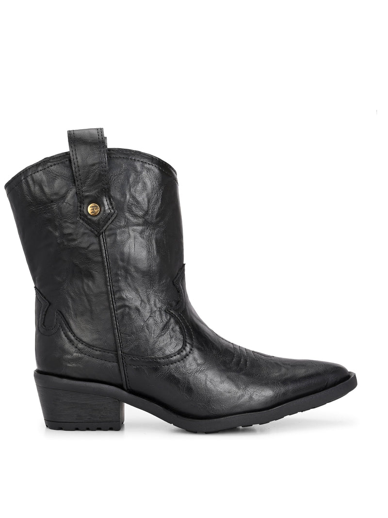 EL PASO Women Faux Leather Casual Slip On Cowboy Boots-10