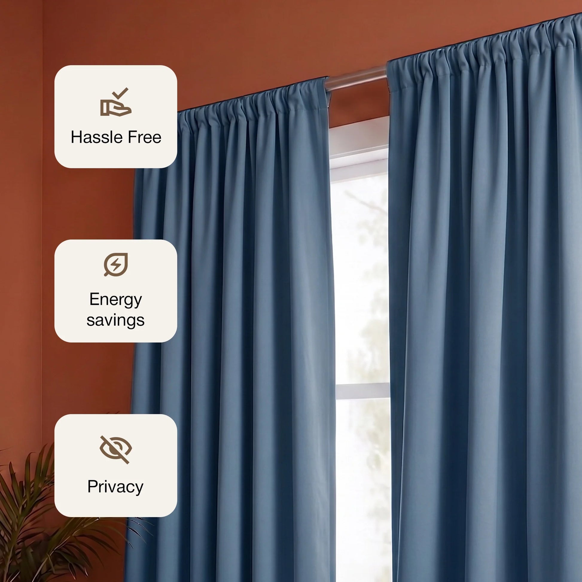 Fort Essential - Rod Pocket Blackout Curtain (Blue)-3