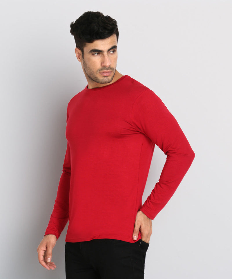 Naturefab Men's Organic Bamboo Full sleeve Tshirt Maroon-2
