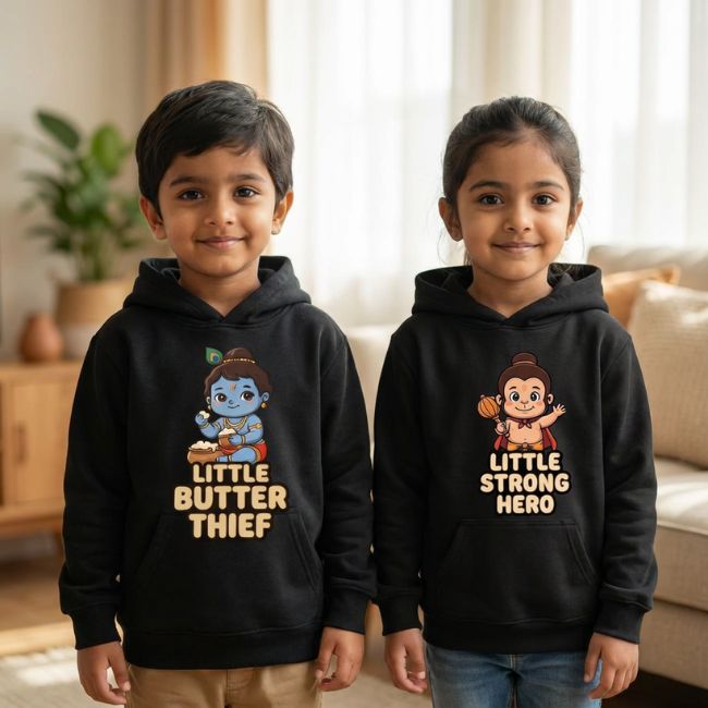(Set of 2) Little Butter Thief & Little Strong Hero Kids Hoodie-1