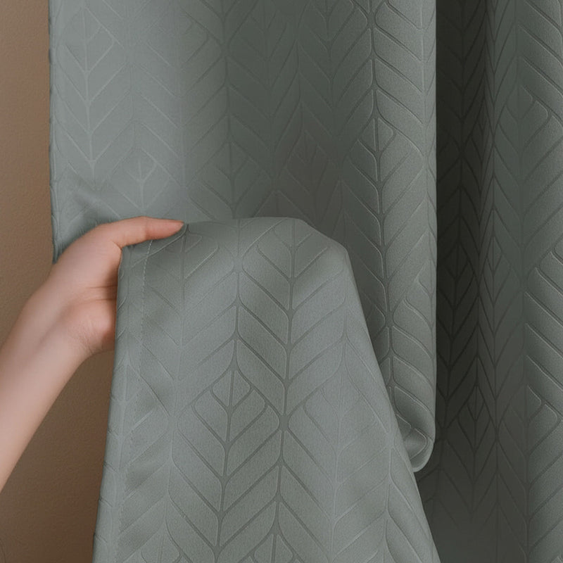 Fort Essential Embossed - Rod Pocket Black Backing Blackout Curtain (Grey)-4