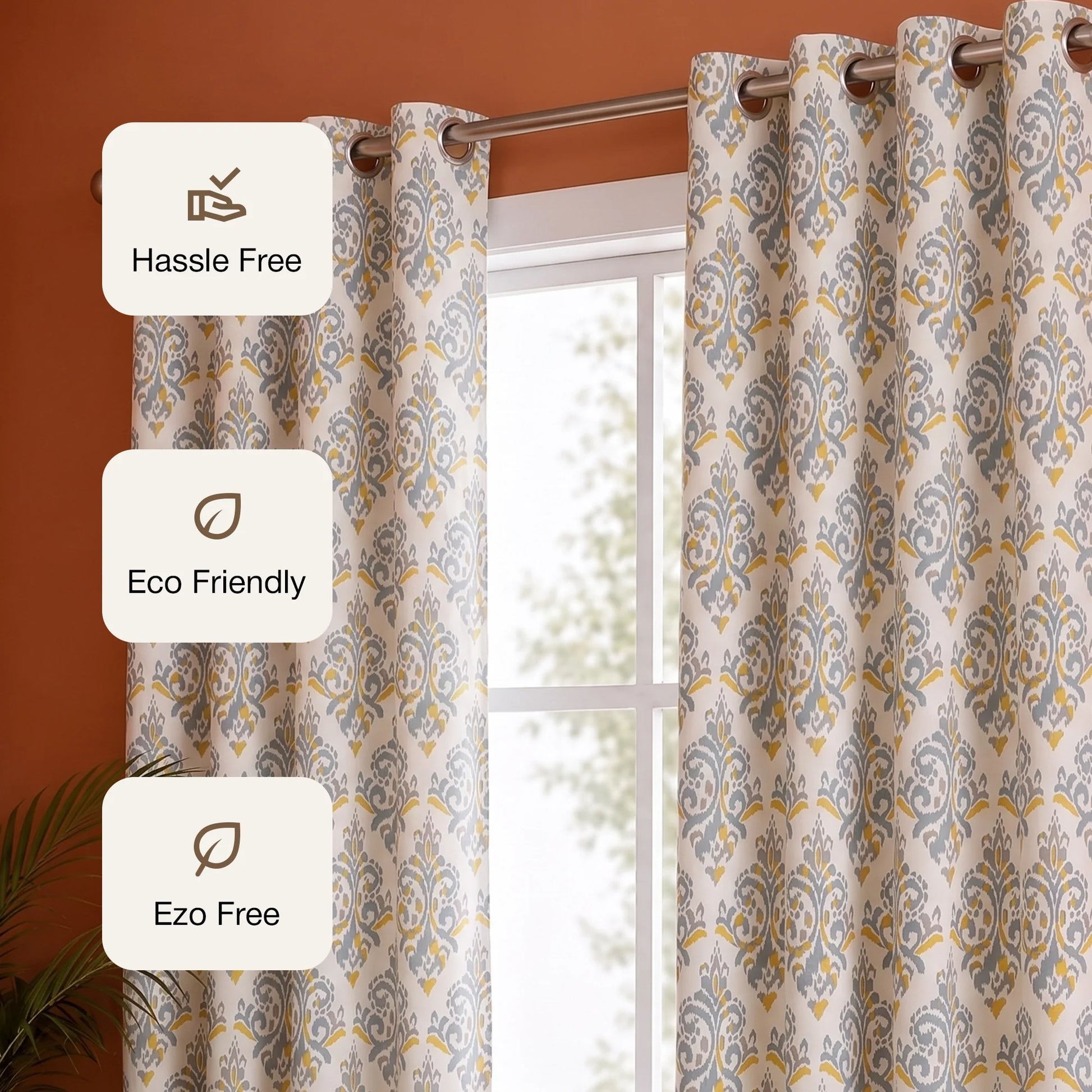 Imprimer Ikat - Printed Semi Blackout Curtain (Yellow)-3