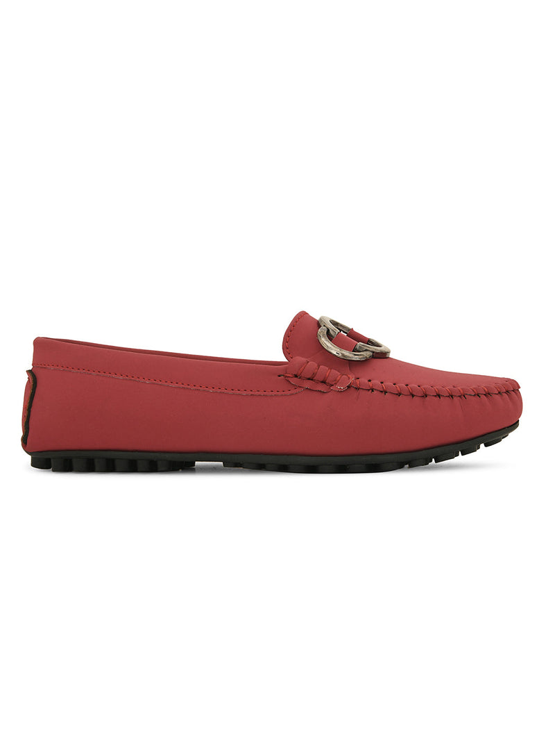 Women Solid Loafers With Metal Detailing-3