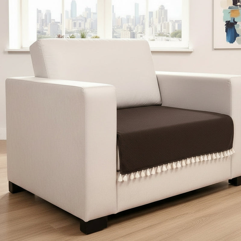 Chenille Solid Brown Sofa Cover-2