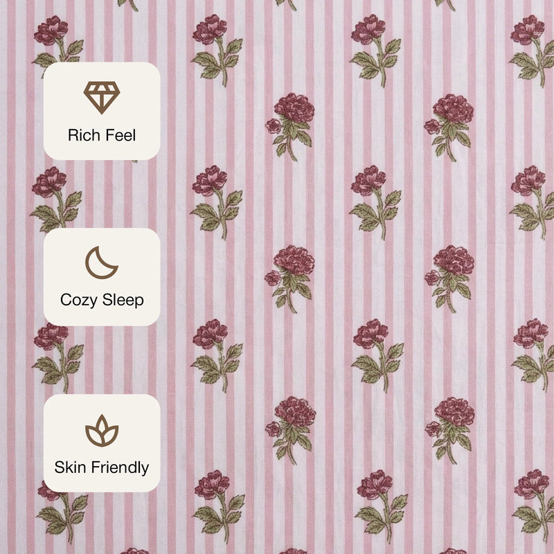 Soft Serenade - Floral Bedsheet (Peach)-3