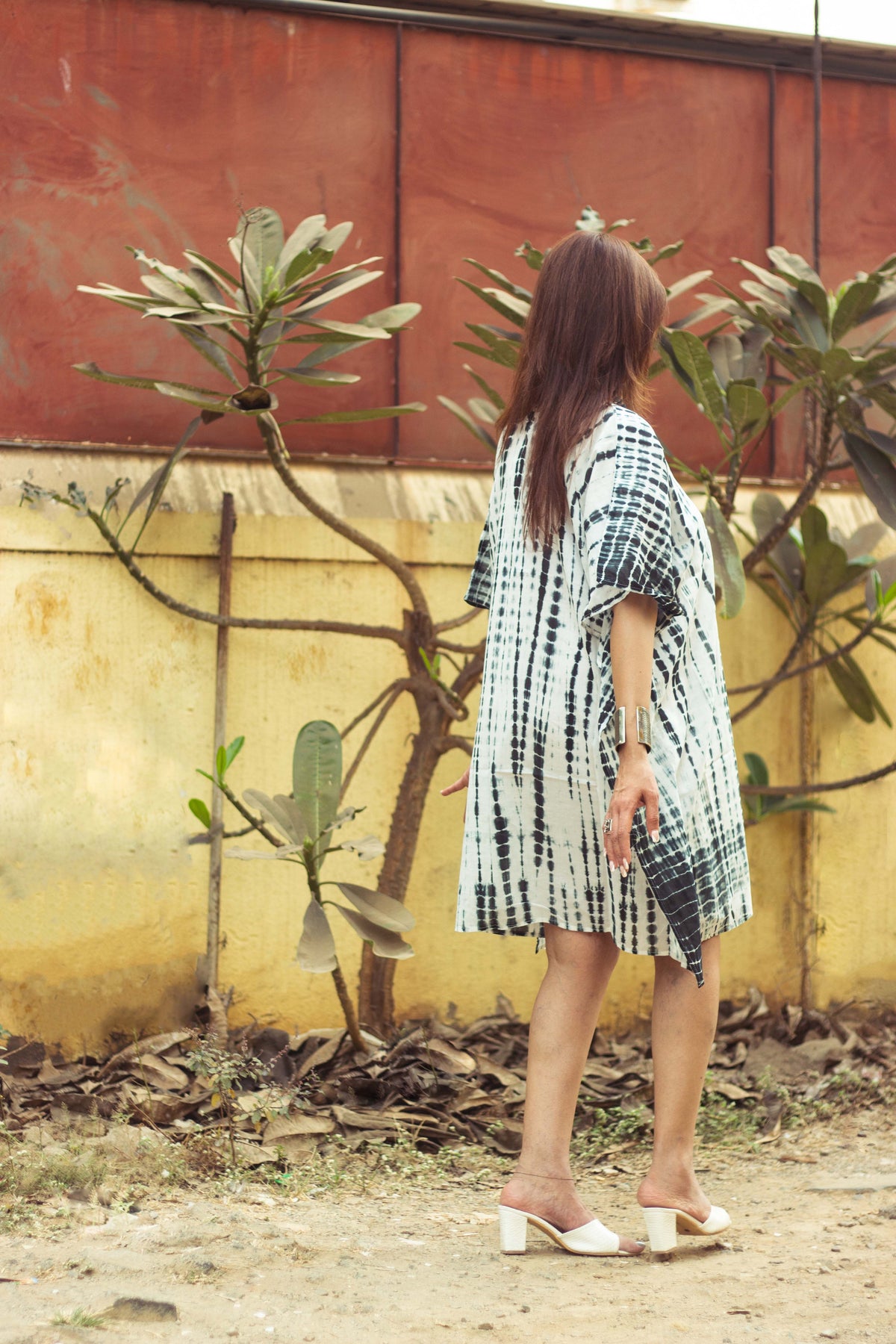 Tie-Dyed Cotton Mul Kaftan Tunic/ Dress · Zebra-5