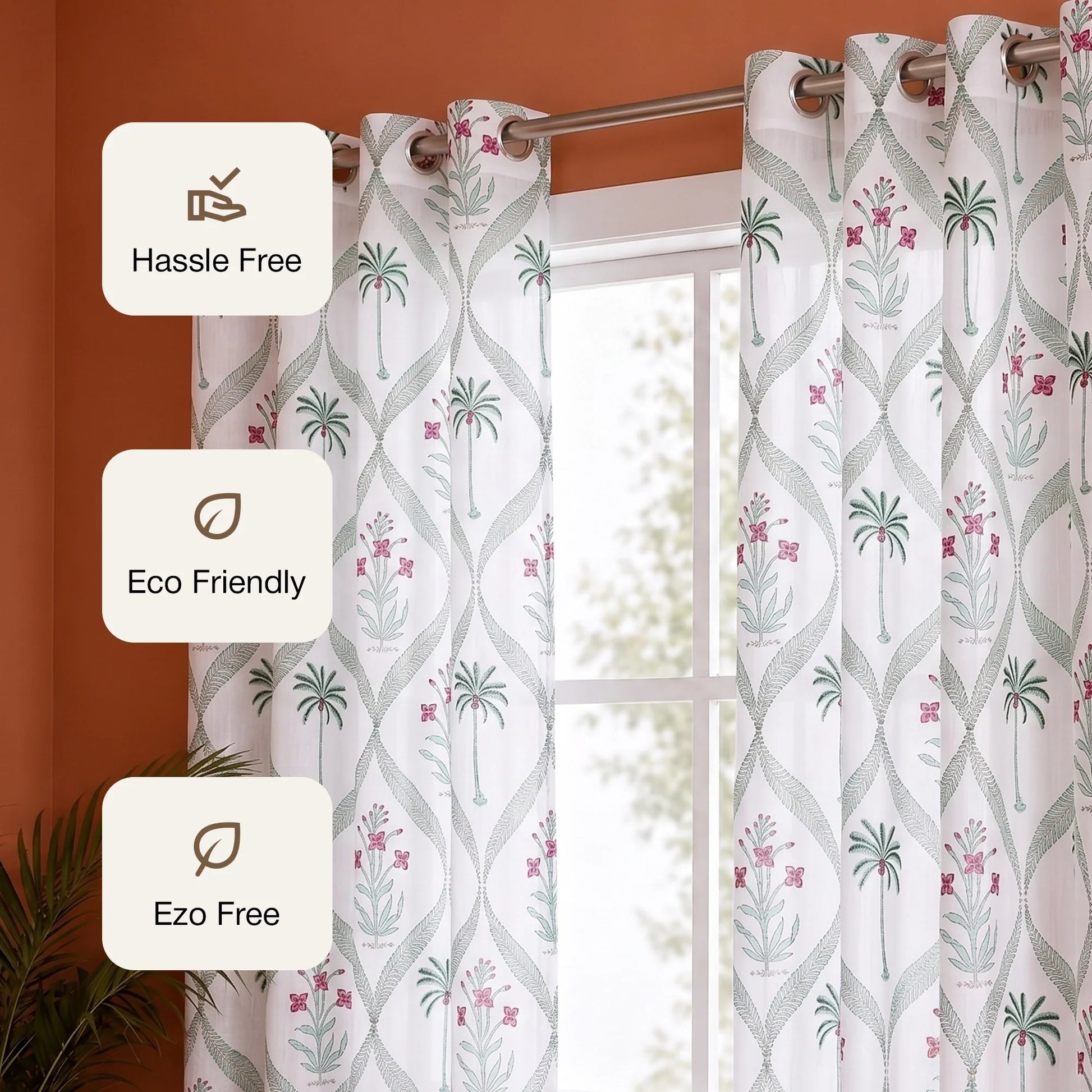 Island Trellis Eyelet Handblock Printed duck Curtain-3