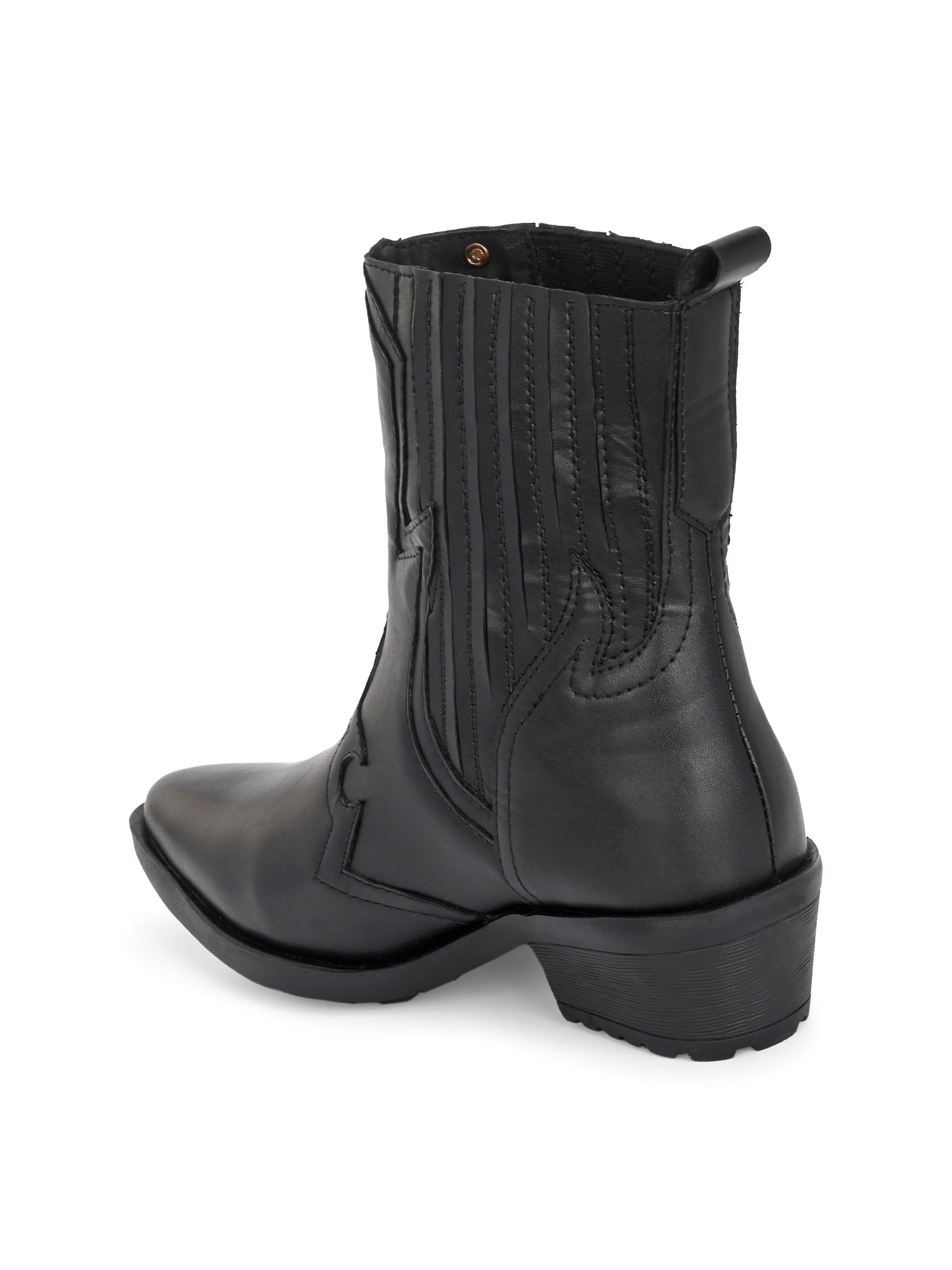 EL PASO Women Faux Leather Casual Slip On Cowboy Boots-5