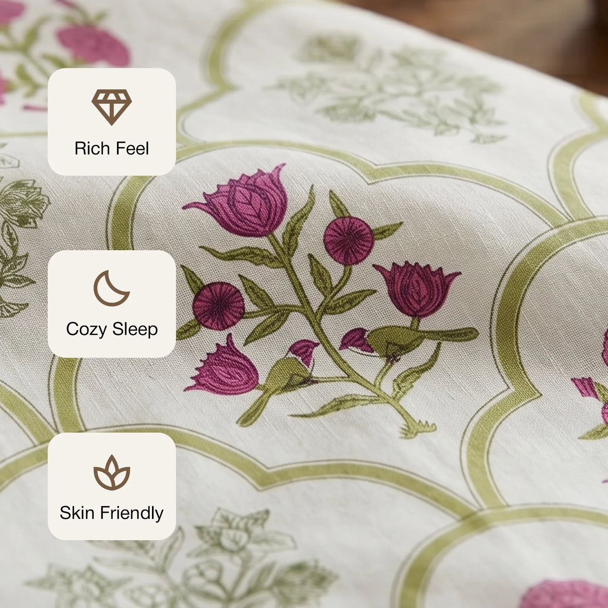 Spring Buds Pink - White Floral Bedsheet