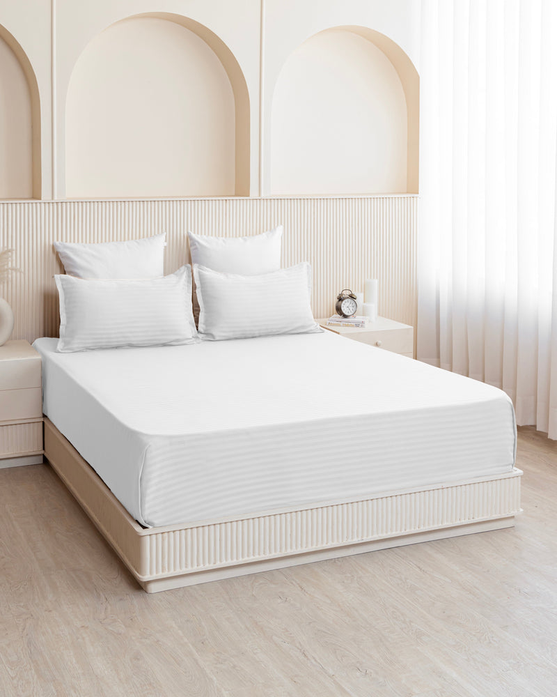 Breton Nap - Satin Stripes Bedsheet (White)-4