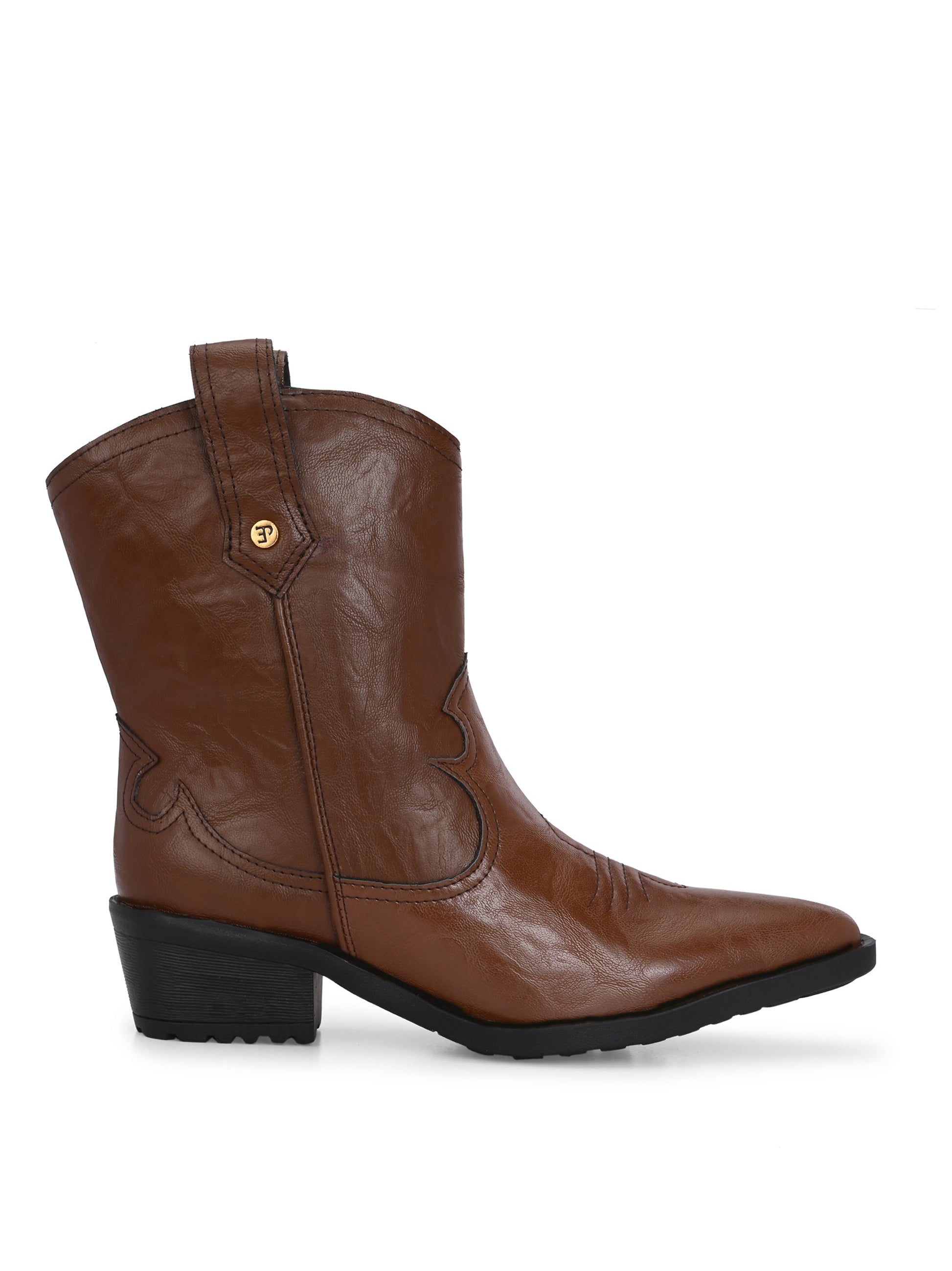 EL PASO Women Faux Leather Casual Slip On Cowboy Boots-18