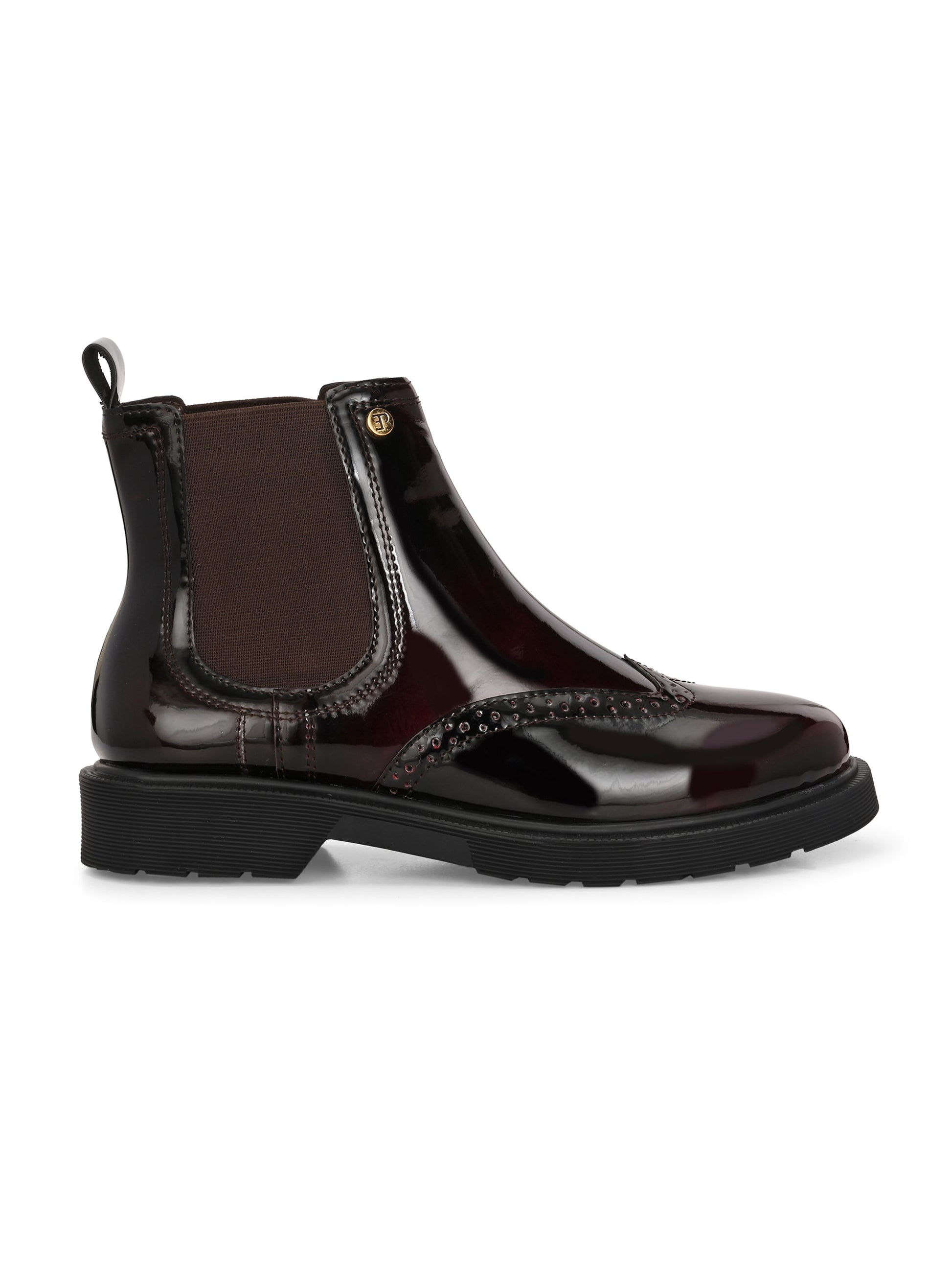 El Paso Women Wine Faux Leather Casual Chelsea Boots-2