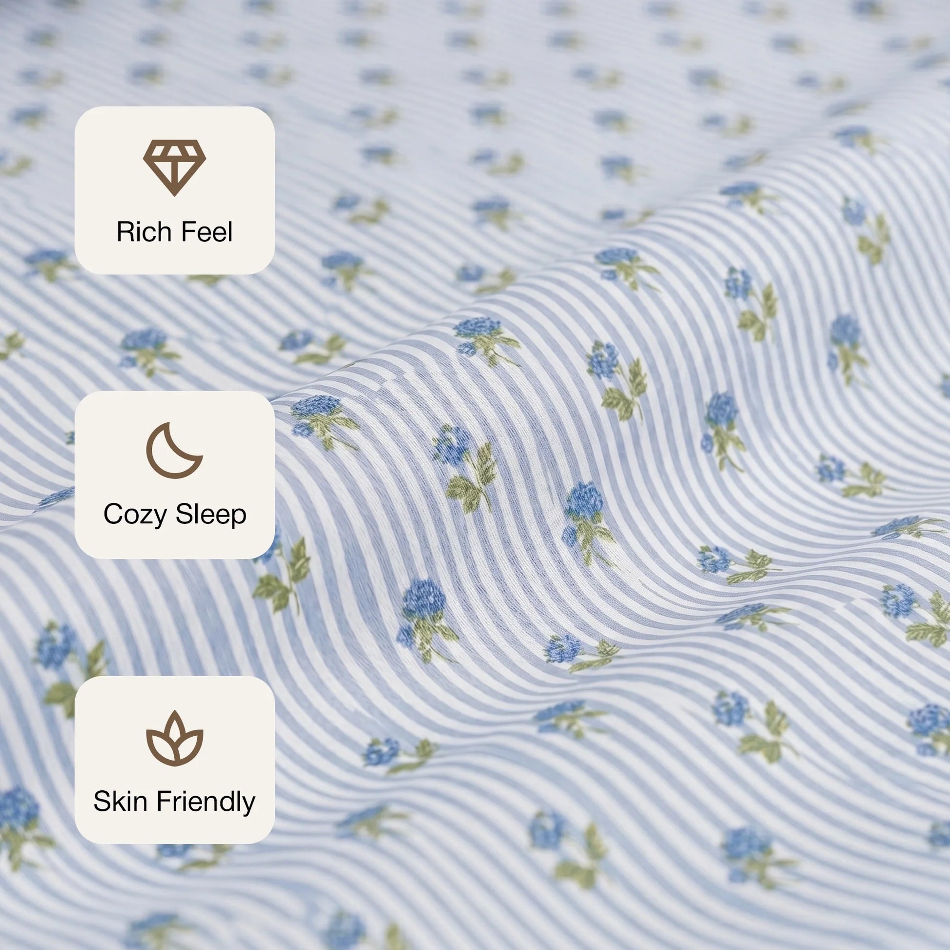 Soft Serenade - Floral Bedsheet (Blue)-5