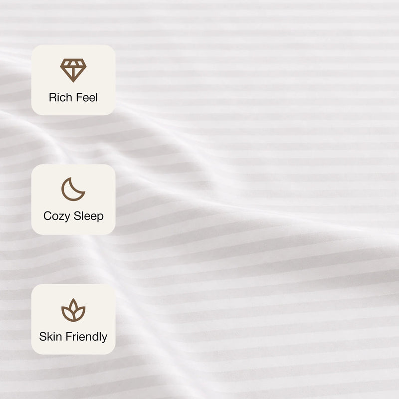 Breton Nap - Satin Stripes Bedsheet (White)-3