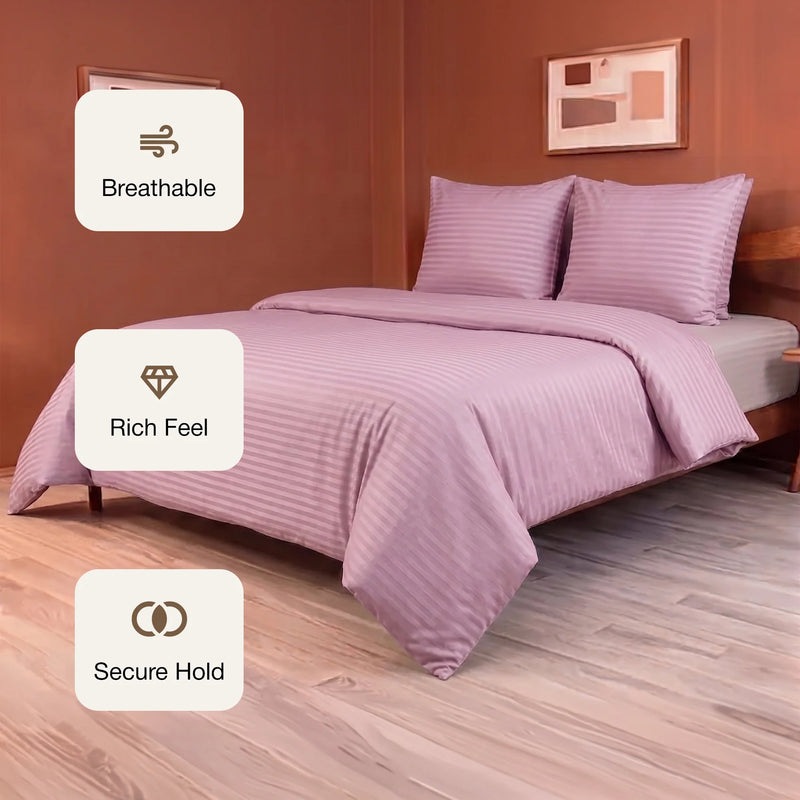 Breton Mellow - Satin Stripe Duvet Cover (Baby Pink)-3