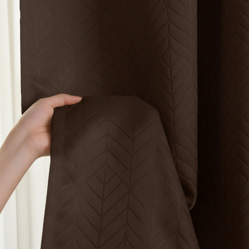 Fort Essential Embossed - Rod Pocket Black Backing Blackout Curtain (Brown)-5