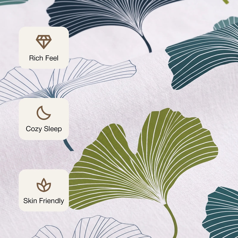 Imprimer Ginkyo - Floral Printed Bedsheet (Blue & Green)-3