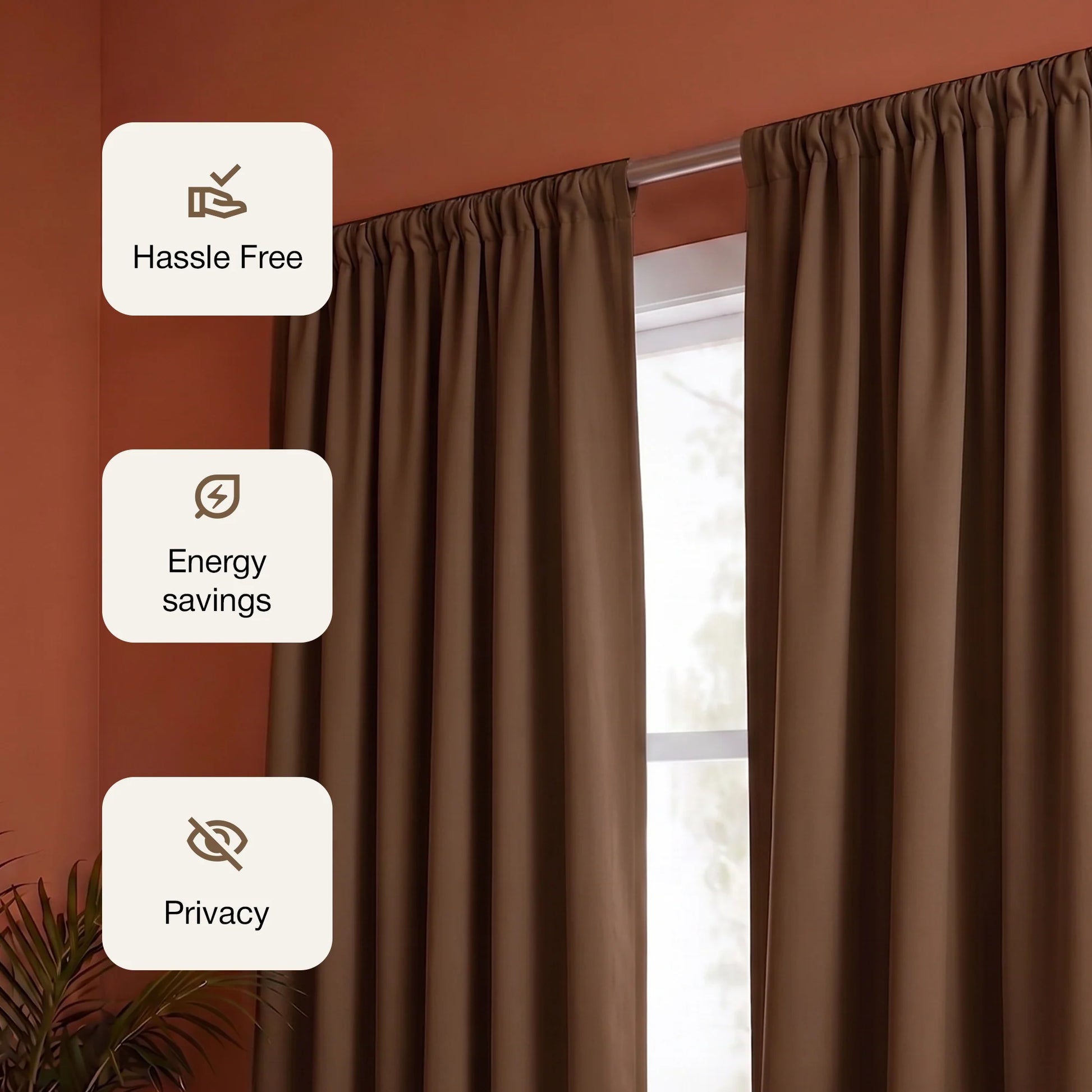 Fort Essential - Rod Pocket Blackout Curtain (Dark Brown)-3