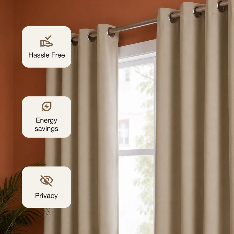 Fort Essential - Black Backing Blackout Curtain (Dutch White)-3