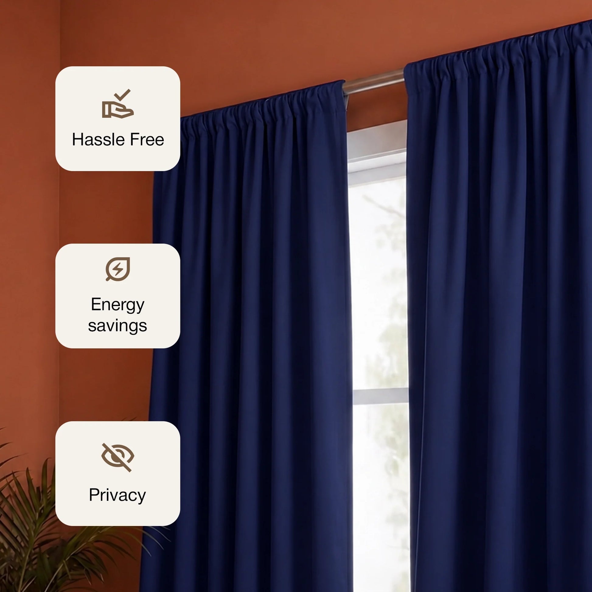 Fort Essential - Rod Pocket Blackout Curtain (Navy Blue)-3