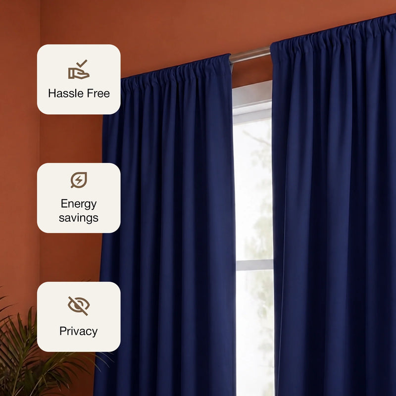 Fort Essential - Rod Pocket Blackout Curtain (Navy Blue)-3