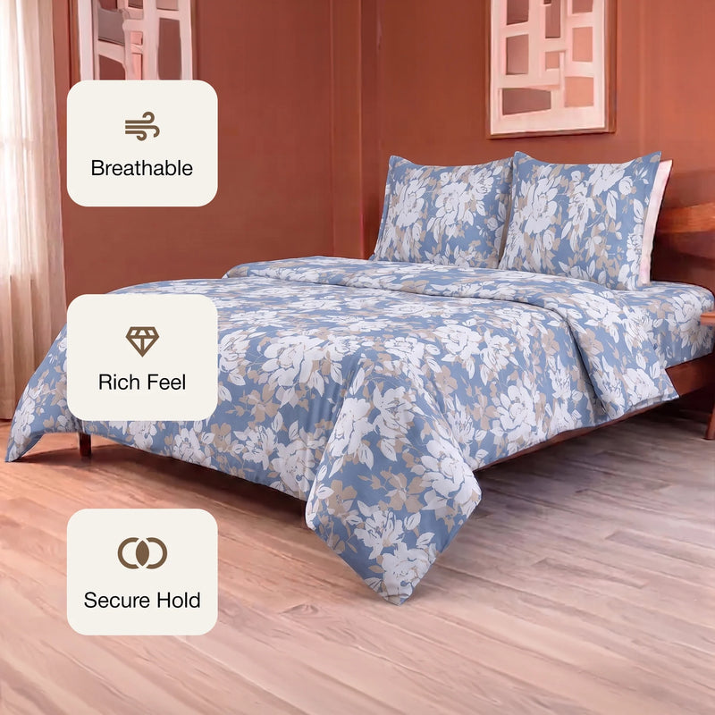 Blossom Haze - Floral Duvet Cover (Blue)-3