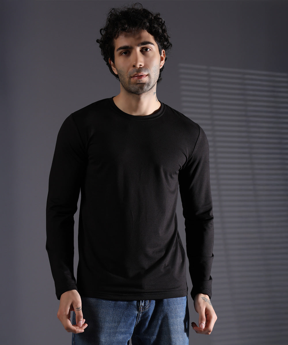 Naturefab Men's Organic Bamboo Full sleeve Terry Tshirt Black-1