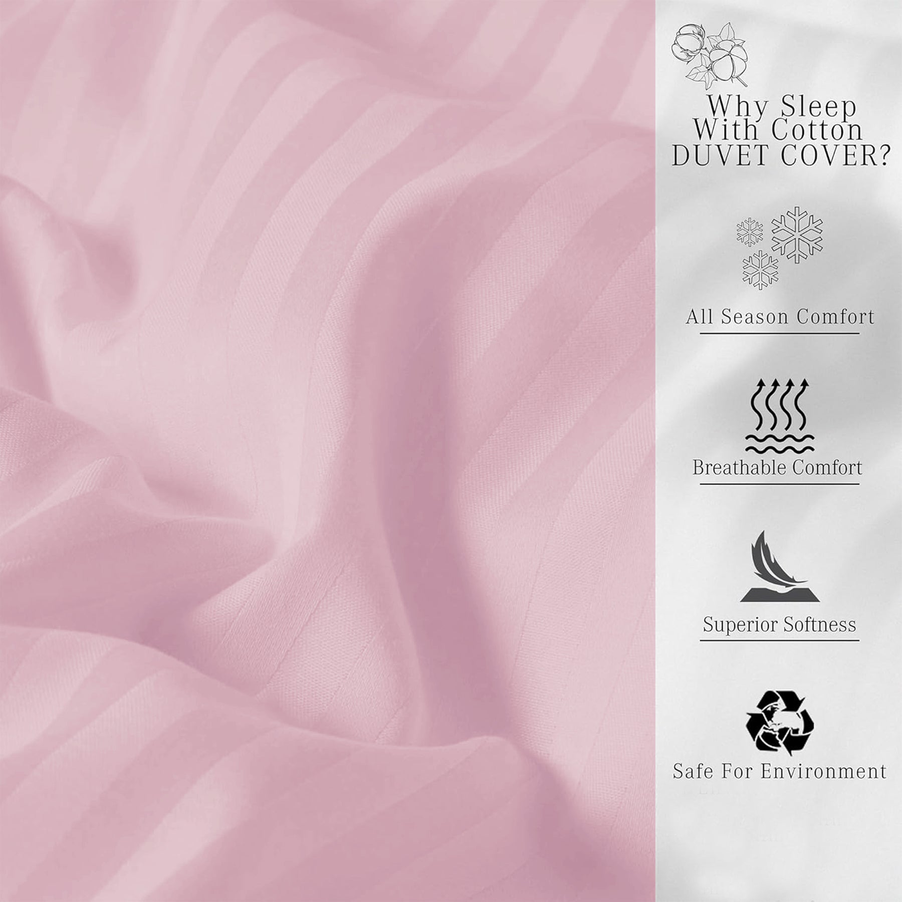 Breton Mellow - Satin Striped Duvet Cover (Pink)-3