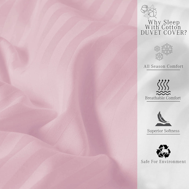 Breton Mellow - Satin Striped Duvet Cover (Pink)-3