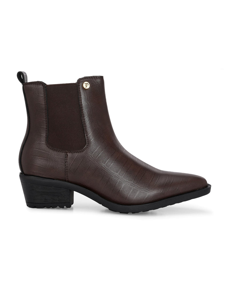 EL PASO Women Faux Leather Casual Slip On Boots-10