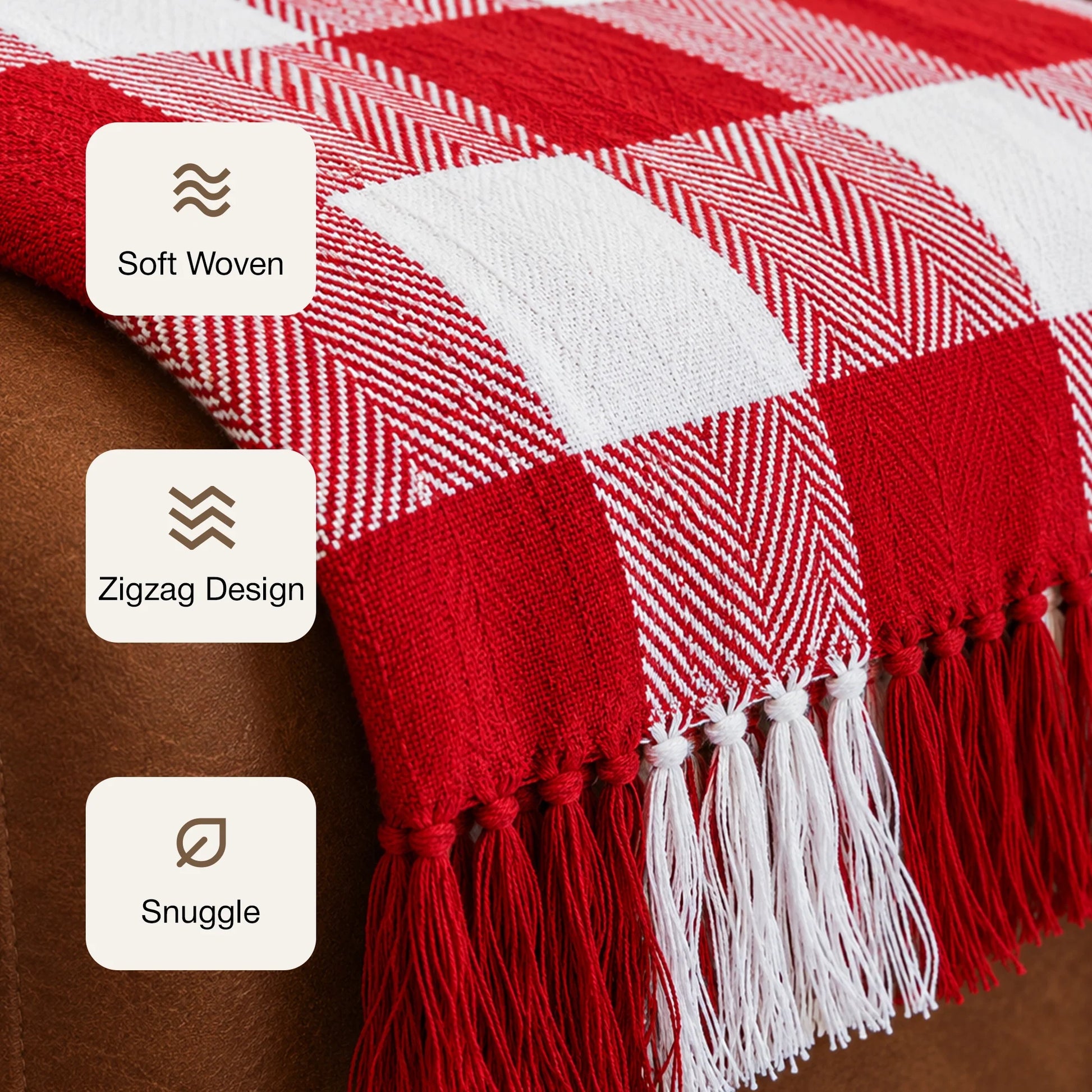 Red Plaid - Cotton Woven Throw-5