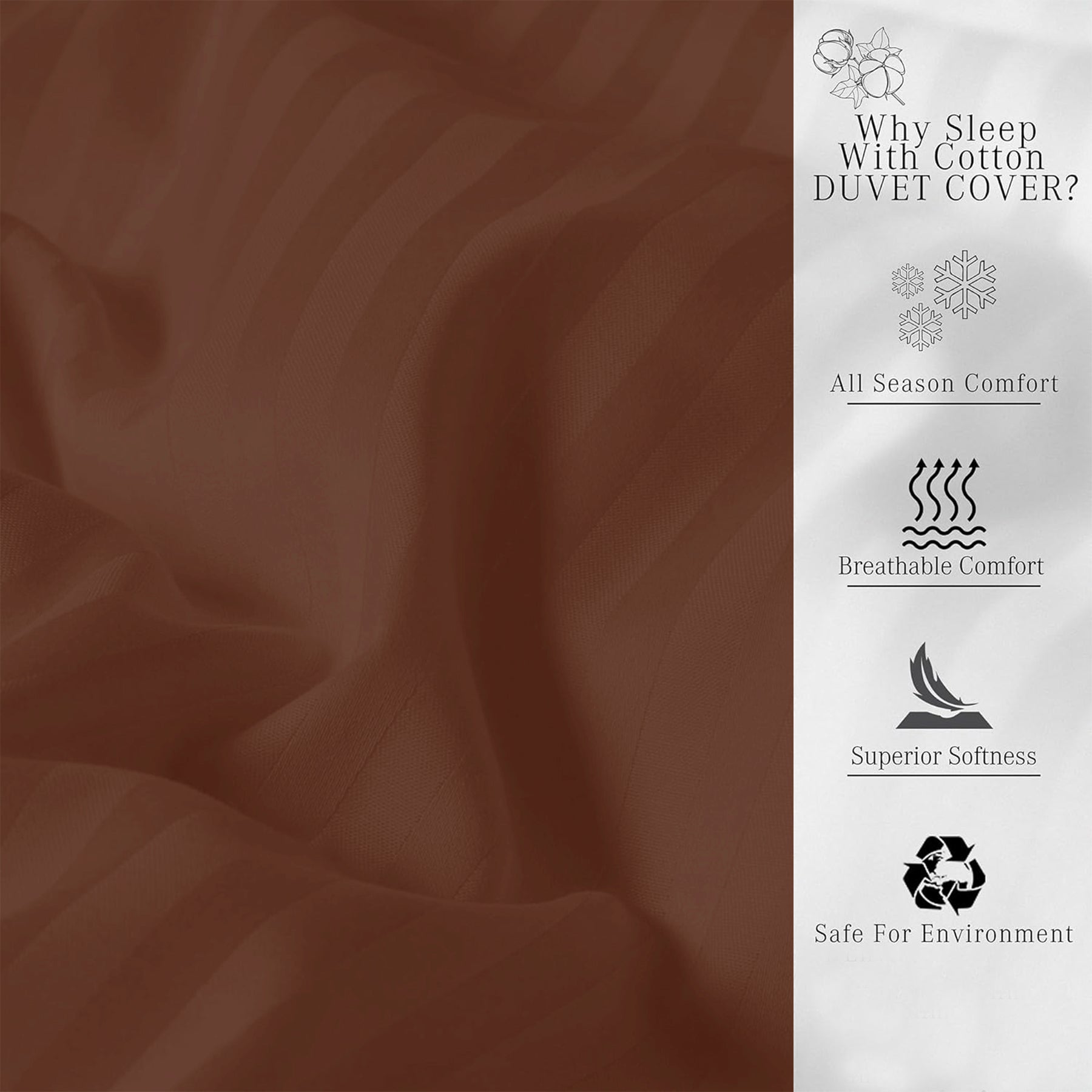 Breton Mellow - Satin Striped Duvet Cover (Brown)-4