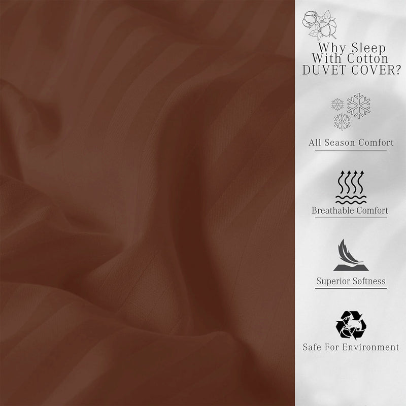 Breton Mellow - Satin Striped Duvet Cover (Brown)-4