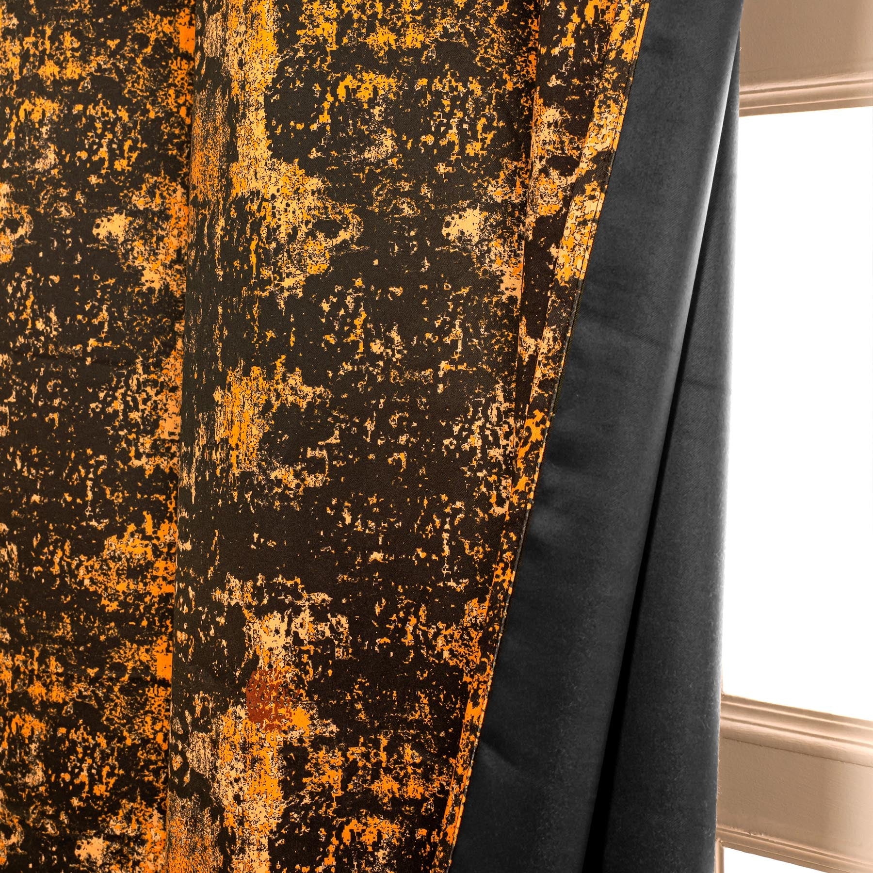 Imprimer Abstract - Digital Printed Blackout Curtain (Black & Mustard)-3