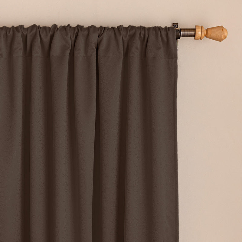 Fort Essential Abstract - Rod Pocket Black Backing Blackout Curtain (Brown)-3