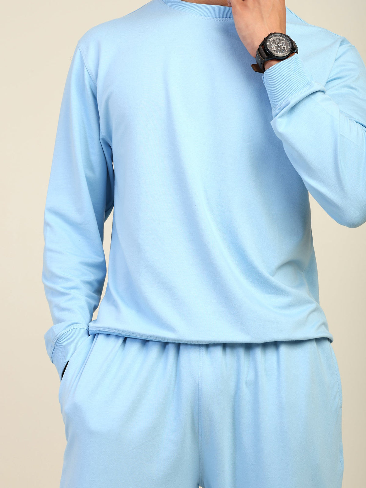 Naturefab Men's Organic Bamboo Terry Sweatshirt Sky Blue-4