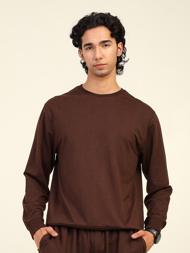 Naturefab Men's Organic Bamboo Terry Sweatshirt Coffee Bean-1