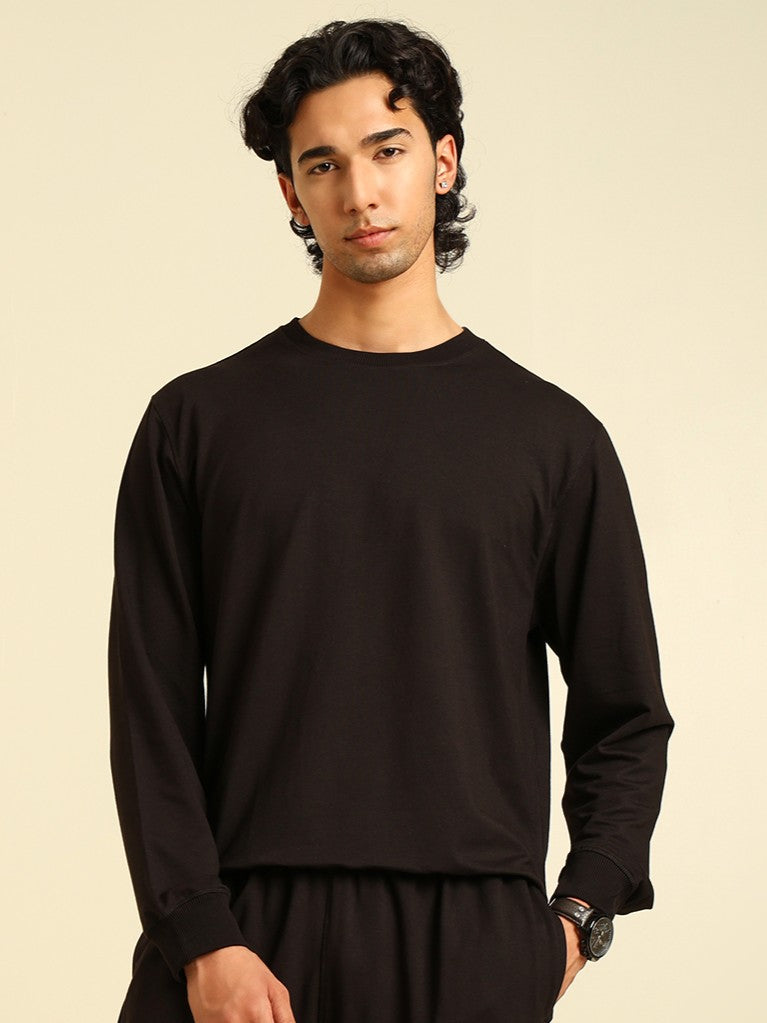 Naturefab Men's Organic Bamboo Terry Sweatshirt Black-1