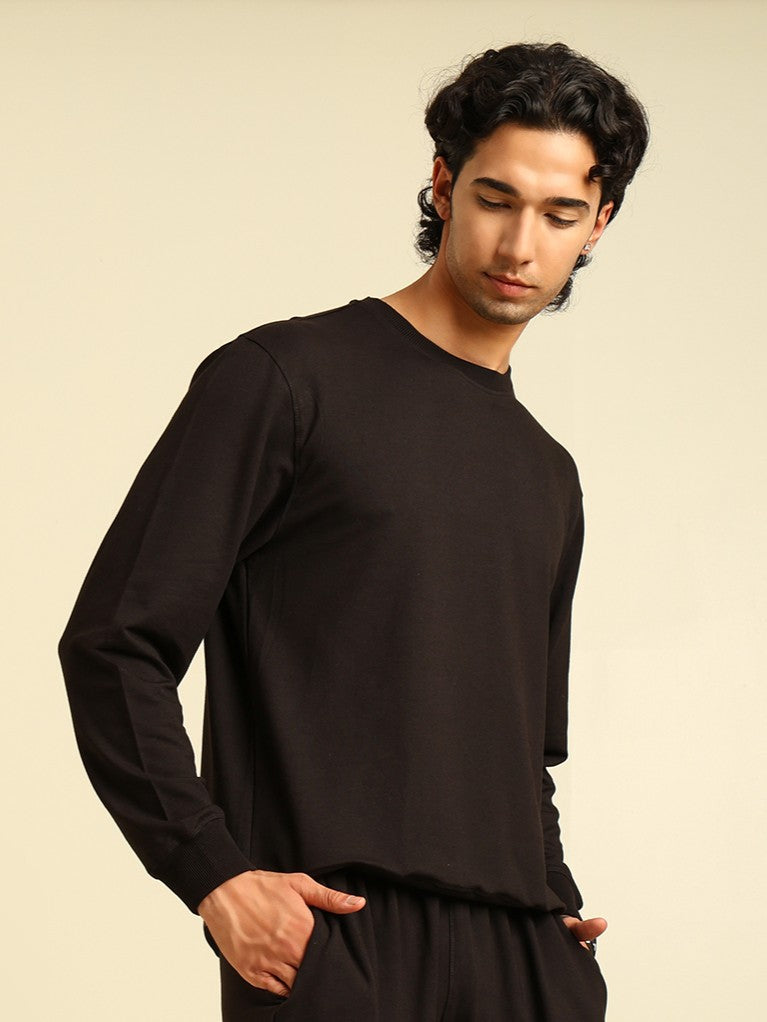 Naturefab Men's Organic Bamboo Terry Sweatshirt Black-2