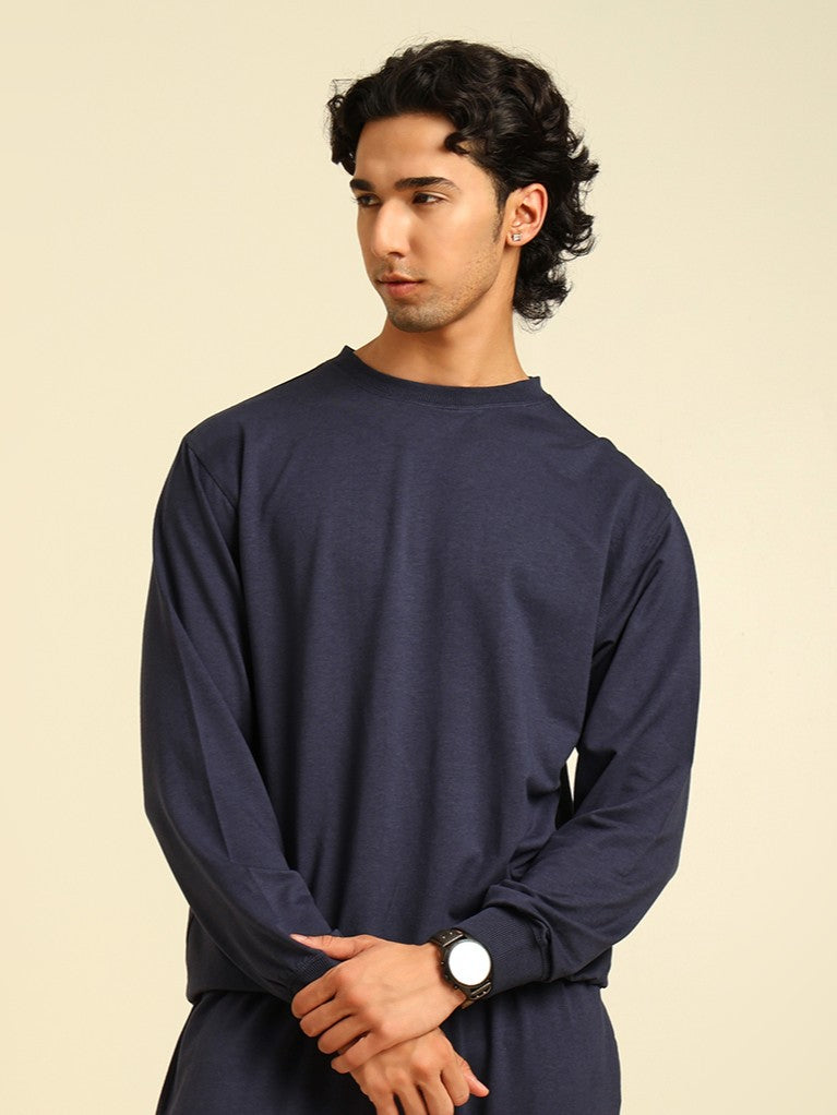 Naturefab Men's Organic Bamboo Terry Sweatshirt Mood Indigo-2
