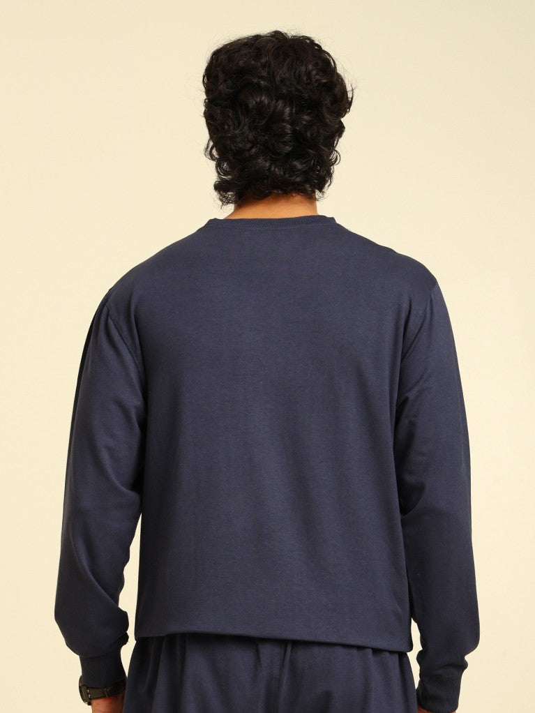 Naturefab Men's Organic Bamboo Terry Sweatshirt Mood Indigo-3