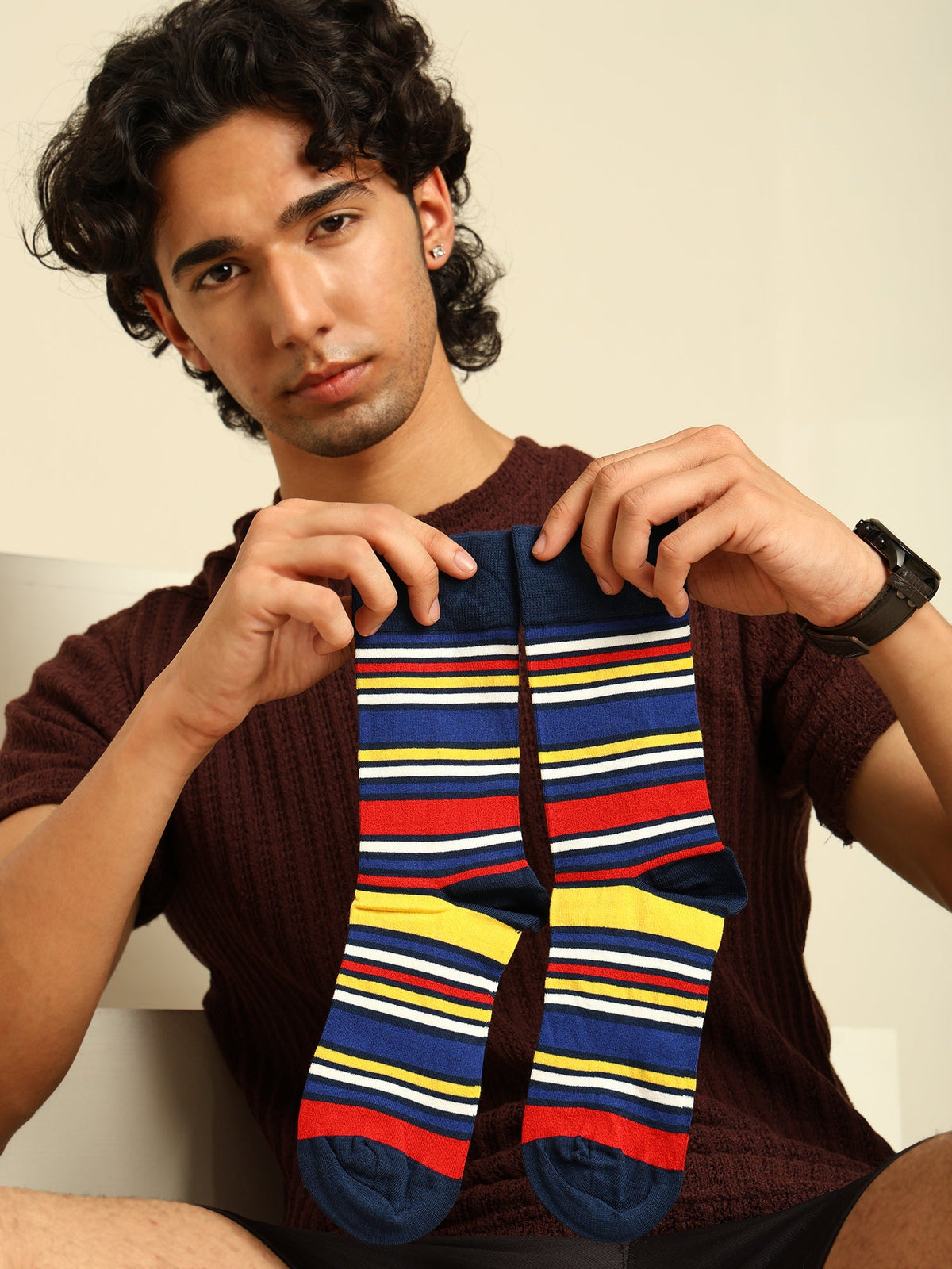 Naturefab Men's Bamboo Full Length socks Multicolour Stripes-2