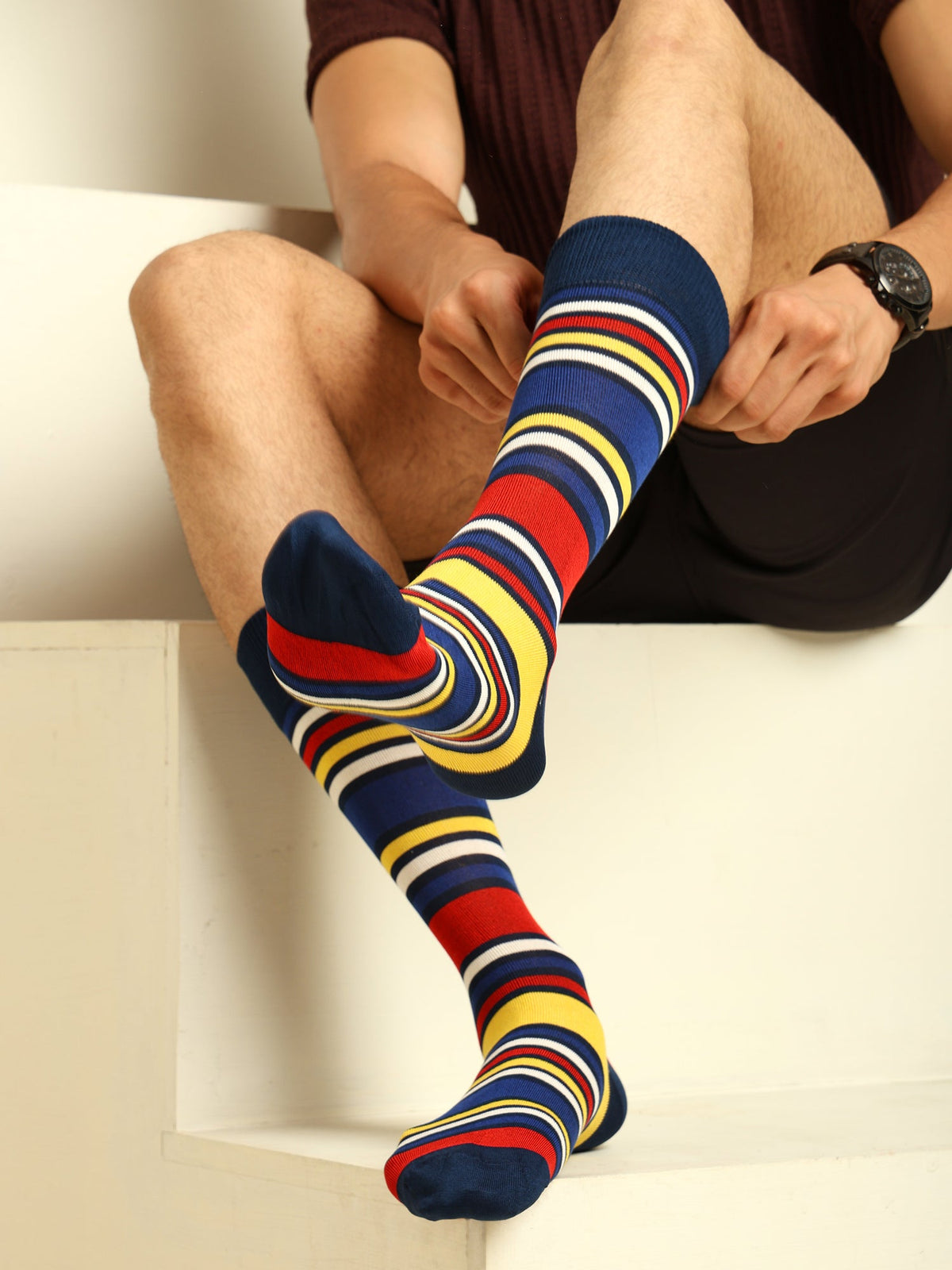Naturefab Men's Bamboo Full Length socks Multicolour Stripes-1