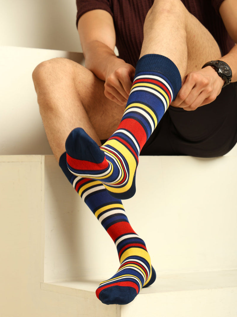 Naturefab Men's Bamboo Full Length socks Multicolour Stripes-1