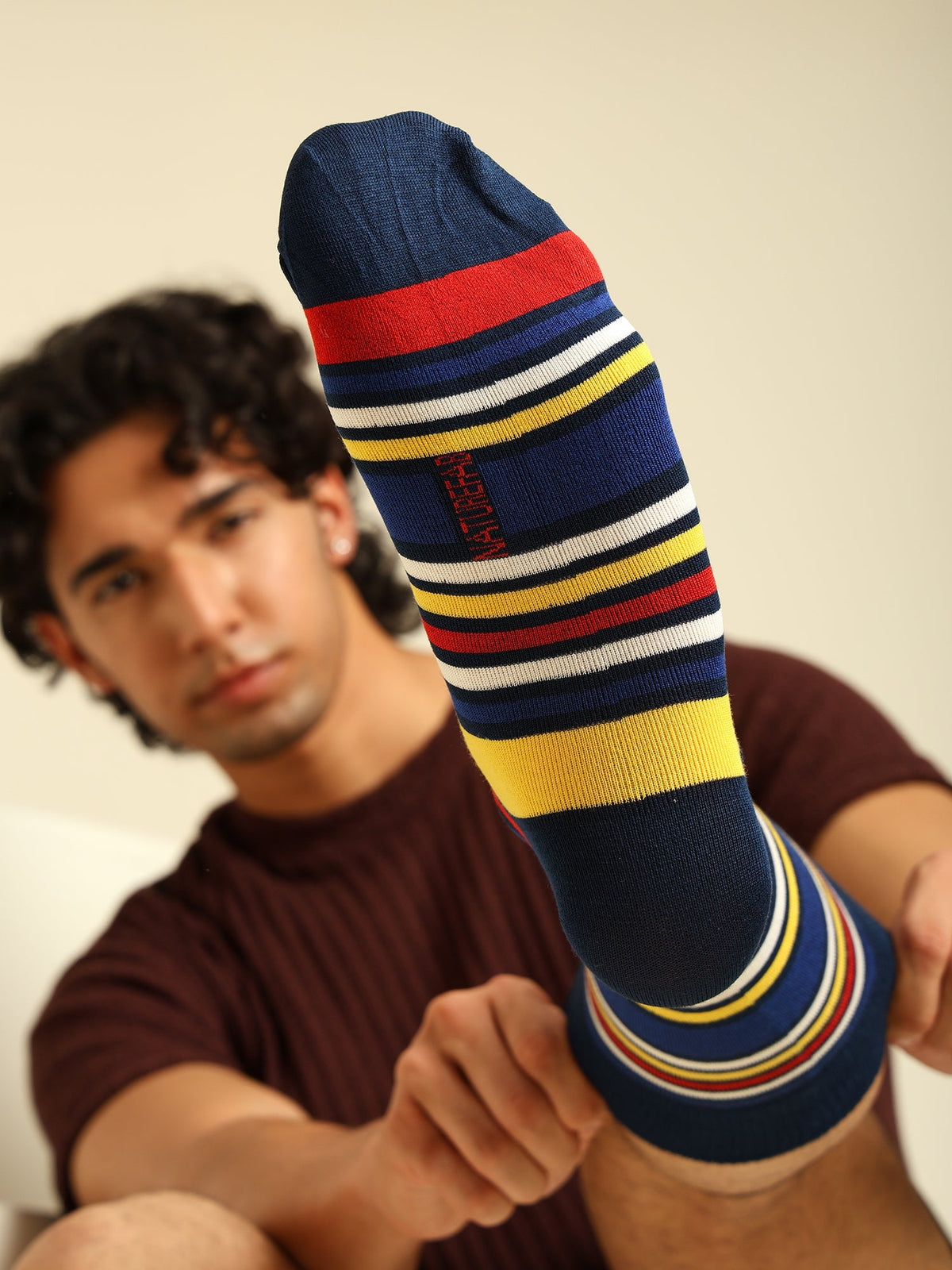 Naturefab Men's Bamboo Full Length socks Multicolour Stripes-3